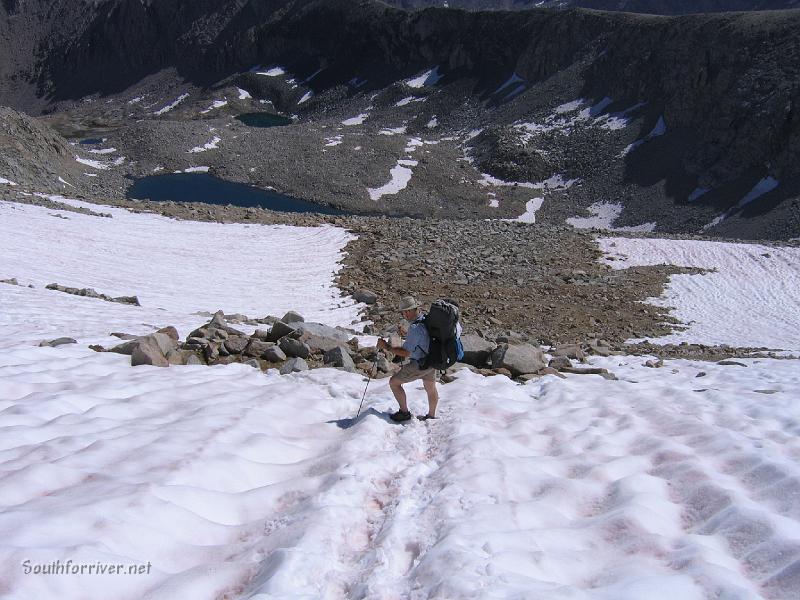 IMG_1611.JPG - Descending the first major snowfield from Forester Pass